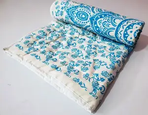 Nueva colcha de algodón Kantha, colcha hecha a mano, diseño de impresión de bloques, juego de cama suave tamaño King, hogar, Hotel, adultos, bebés, uso de invierno - Product Image 1