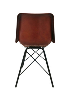 Silla de comedor de cuero y hierro industrial vintage - Product Image 5