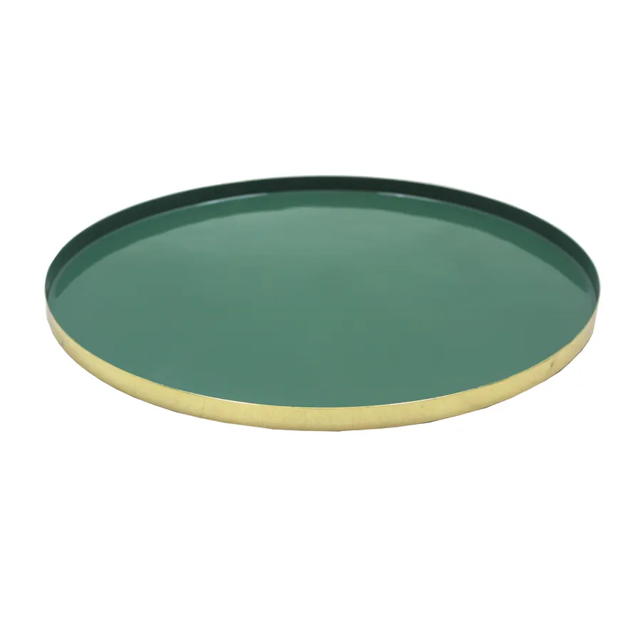 Green Personalized Decorative Plates Brass Plating Serving Plate For Kitchen & Table Top in Bulk