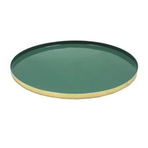 Assiettes décoratives personnalisées vertes Assiette de service en laiton pour cuisine et dessus de table en vrac - Product Image 1