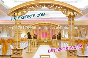 Boda madera tallada Palacio Mandap boda india ocho pilares dobles de madera MandapWedding hecho a mano Simple madera Mandap EE. UU. - Product Image 3