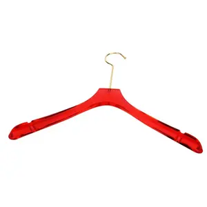 Luxurious Look Space Saving Transparent Red Acrylic Clothes Hanger with Gold or Silver Hook