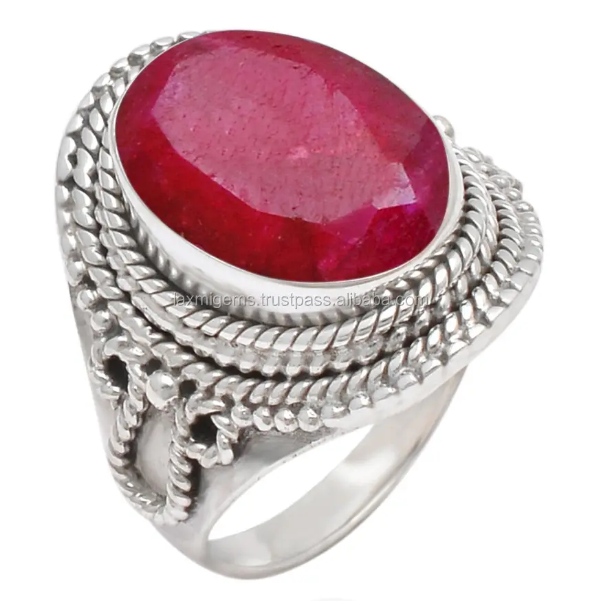 High Quality Elegant Ruby 925 Sterling Silver Oval Gemstone Rings jewelry