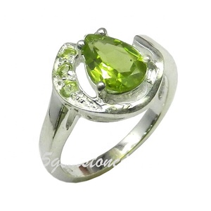 Wholesale 925 Sterling Silver <b>Peridot</b> CZ Gemstone Eternity Vermeil <b>Ring</b> Handmade Silver Jewelry Manufacturer - Product Image 1