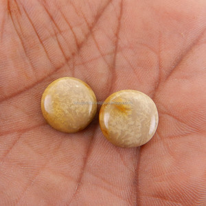ปะการังธรรมชาติ14มม. Cabochon 12.40 Cts 1คู่อัญมณีหลวมสำหรับทำเครื่องประดับ - Product Image 3