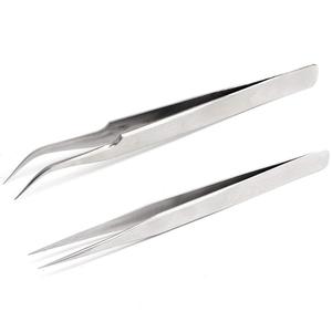 Pinzas de belleza para cejas y pestañas de calidad profesional Extensiones individuales rectas y curvas con punta puntiaguda - Product Image 1