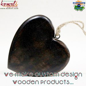 รูปหัวใจไม้ขัดเงาสีเข้ม แกะสลักจากไม้ สำหรับตกแต่งคริสต์มาส - Product Image 3