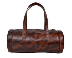 กระเป๋าทรงกระบอกสำหรับผู้ชายหนังแท้สีน้ำตาลล้วนมีที่จับสองอันทันสมัย - Product Image 4