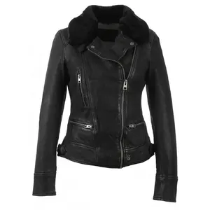 Womens Ladies Biker Real Leather Jacket Nappa Italian Lamb Sheep Jacket Casual Fashion Genuine Leather Biker Jacket