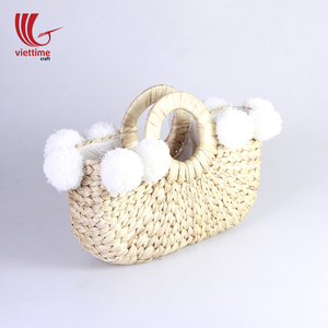 Wholesale Straw <b>Handbag</b> Made From Natural Water Hyacinth Vietnam/Straw <b>Summer</b> Beach Bag/Vintage Straw <b>Handbag</b> - Product Image 4