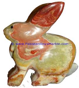 Estatua de Conejo Pequeña y Hermosa, Artesanía de Mármol de Ónix Natural para Jardín o Hogar - Product Image 2