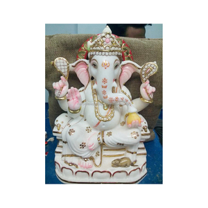 รูปปั้นพระพิฆเนศหินอ่อนสำหรับตกแต่ง - Product Image 1