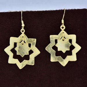 Pendientes colgantes de estrella doble de primavera chapados en oro hechos a mano de Plata de Ley 925, proveedor de joyería al por mayor, Casa De Plata - Product Image 2