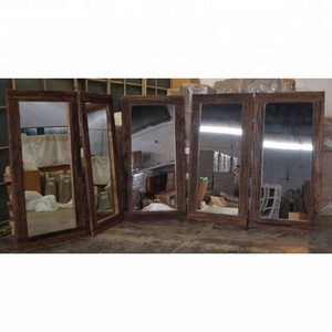 Marco de espejo colgante de pared de color antiguo europeo clásico reciclado de madera rugosa reciclada - Product Image 3