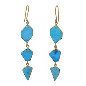 Pendientes colgantes de Plata de Ley 925 con piedras preciosas de rebanada turquesa de forma elegante Pendiente de moda para regalo de boda para mujer. - Product Image 1