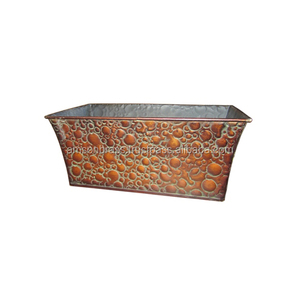 Jardinière vintage en métal grande jardinière décorative en fer décor de maison et de jardin pots de fleurs et jardinières ronds en fer métallique - Product Image 3