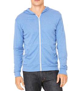 เสื้อกันหนาวมีฮู้ดสำหรับผู้ชายโอเวอร์ไซส์ผ้าคอตตอนมีฮู้ดสีฟ้ามีซิปรูดซิปขึ้น - Product Image 4