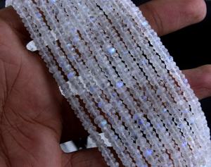 Genuino Fuego Azul Arco Iris piedra lunar Rondelle cuentas piedra preciosa facetada para la fabricación de joyas hechas a mano incluye collar - Product Image 1