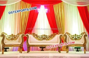 Boda elegante oro muebles última indio de diseño de la boda de oro sofá boda arco tipo de decoración - Product Image 6