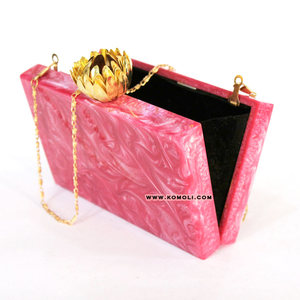 Pink Marble Vintage Design Custom Acrylic <b>Clutch</b> <b>Box</b> <b>Bag</b> - Product Image 2