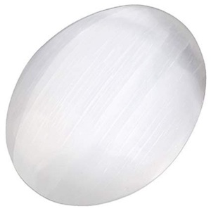 จี้หินรูปไข่ selenite เครื่องประดับอัญมณีคริสตัลทรงวงรีหินธรรมชาติบำบัดขายส่ง - Product Image 1