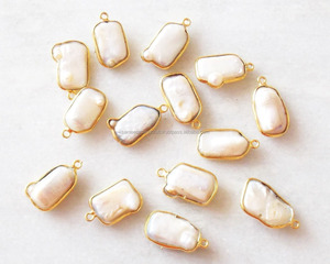 เครื่องประดับไข่มุกธรรมชาติทำจากหินอัญมณีธรรมชาติชุบทองตัวเชื่อมต่อแบบฝาสองชั้นสวยงาม - Product Image 4