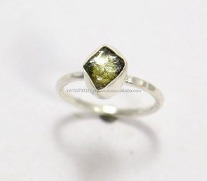 Natural Green Tourmaline Rough Gemstone Handmade <b>Ring</b> 925 Sterling Silver Jewelry Wholesale Factory Price - Product Image 3