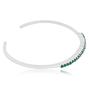 Princesa corte esmeralda natural piedra preciosa 14K oro blanco sólido brazalete joyería proveedor - Product Image 2