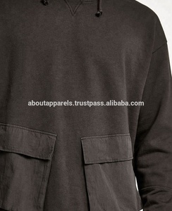 Sweat-shirt à manches longues avec logo personnalisé pour homme, sweat-shirt à capuche vierge avec poches avant, à la mode - Product Image 5