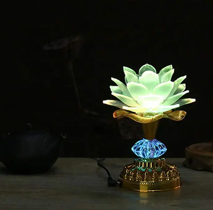 Buddhist Decor LED Flower Battery Powered Electronic Lotus For Church