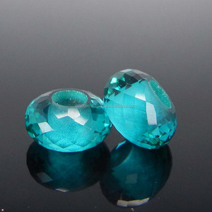 Ishu Gems Apatite Hydro Gemme brute 14x8x5mm Rondelle facettée Perles à grand trou en vrac Origine MG IG5324 - Product Image 1