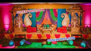 Sangeet musulmán con paraguas, decoración de ceremonia con sombrilla, fabricante de escenarios de boda indio - Product Image 5