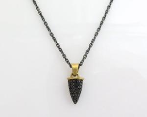 Colgante de Diamante Negro Natural Personalizado en Oro Amarillo de 14k, Colgante Único de Diamante Negro, Colgante Relleno de Oro - Product Image 2