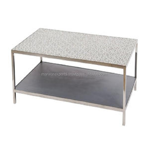 Mesa de centro de madera maciza de estilo tradicional con incrustaciones de hueso para sala de estar, cocina, comedor, muebles para el hogar - Product Image 2