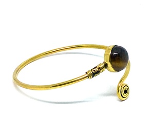 Simple Brass Cuff <b>Bracelet</b> Tiger <b>Stone</b> <b>Bracelet</b> Handmade <b>Stone</b> Bangle - Product Image 2