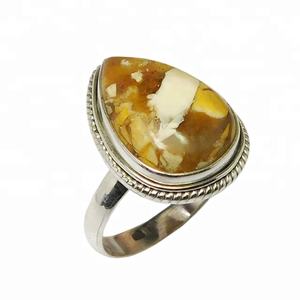 Conception populaire 925 argent Sterling véritable Brecciated Mookaite bague en pierres précieuses éternité Vermeil anneaux - Product Image 1