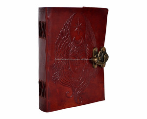 Dios de las hadas en relieve hecho a mano diario de cuero genuino páginas blancas en blanco libro de hechizos cuaderno tapa dura con antiguo C bloqueado - Product Image 2