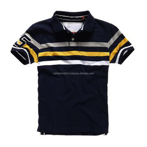 Camisa de algodón piqué de corte seco ajustada para hombre, nuevo diseño, logotipo a rayas, cuello redondo, compresión transpirable de talla grande - Product Image 1