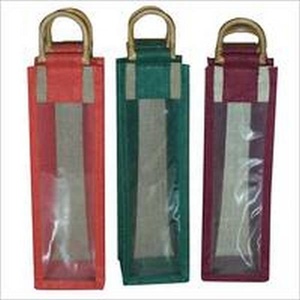 Eco Friendly <b>Jute</b> Wine Bottle Bag with Cane or Soft Handle Natural Reusable <b>Sack</b> for Gifting Events Retail and Promotional Use - Product Image 4