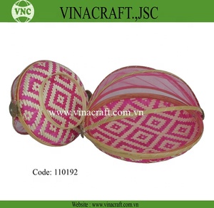 Cesta de bambú colorida para Pascua, cesta de bambú plegable para frutas de Vietnam con cubierta de red blanca. - Product Image 3