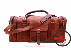 Sac polochon vintage unisexe en cuir véritable marron de haute qualité avec fermeture à glissière modèle RVM0015 IN;27243 - Product Image 5