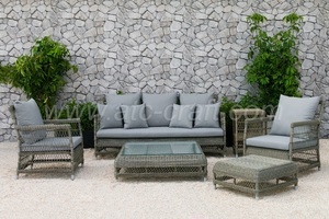 Juego de sofá de ratán de PE para exteriores de estilo moderno, mimbre de PE sintético con marco de aluminio para sala de estar, patio de Hotel, muebles de Patio - Product Image 2