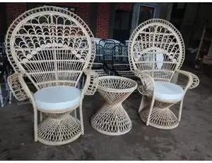 Kursi Merak Rotan Alami Kembar, Produk Furnitur Dalam Ruangan Warna Alami Anyaman