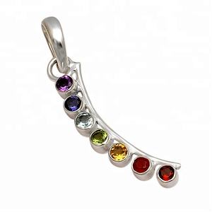 Pendentifs en argent Sterling 925, sept pierres, bijoux chakras de guérison - Product Image 1