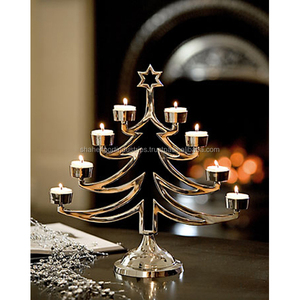 ที่ใส่เทียนทีไลท์รูปต้นสนคริสต์มาส ทำจากโลหะเคลือบทอง งานแฮนด์เมด สำหรับตกแต่งโต๊ะบ้าน งานเทศกาลดีวาลี อีสเตอร์ ยี่ห้อชาห์ - Product Image 2