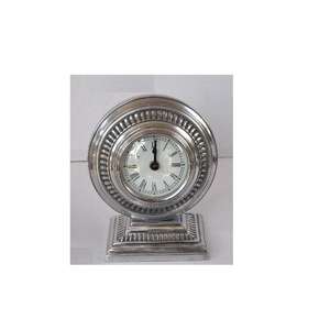 Round Metal Table <b>Clock</b> with Fluted Patterns <b>Mirror</b> Polish Finish & Nickel Plating Quartz Home Decoration - Product Image 2