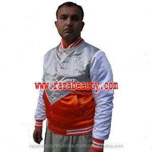 แจ็คเก็ตแฟชั่นบอมเบอร์ผ้าไหมซาตินสำหรับผู้ชายแจ็คเก็ตทีมเบสบอลออกแบบโลโก้ได้ตามต้องการ - Product Image 4