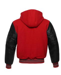 Chaqueta de bombardero universitaria de lana de béisbol Leatherman de alta calidad, capucha de piel de tela satinada Unisex, manga de cuero de talla grande para invierno - Product Image 3