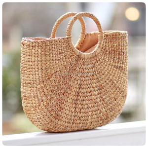 Sac en paille tissée à la main, sac de pique-nique pour femme - Product Image 1