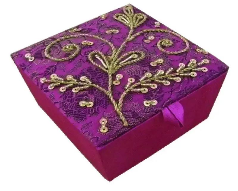 Zari caixas de presente decorativas bordadas à mão
